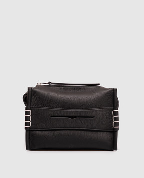 JW Anderson Black Leather Loafer Bag with Logo Embossed HB0767LA0410m