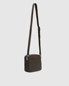 Saint Laurent Brown leather bag with logo print 862255AAF98