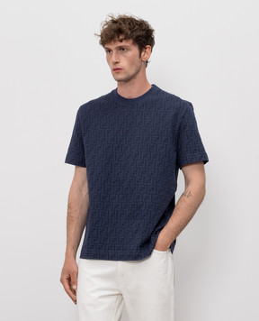 Fendi Blue T-shirt with woven pattern FY0936AUR1