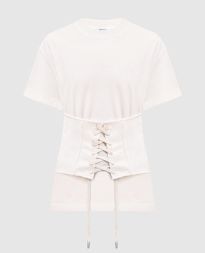 Alexander McQueen Ivory T-shirt with corset patch 863552QLAEZ