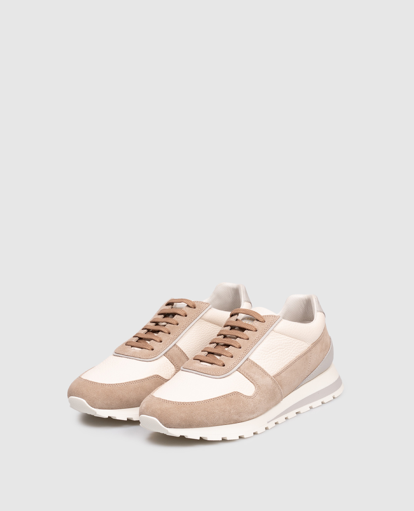 

Beige leather sneakers with logo Brunello Cucinelli