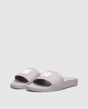 AMIRI Gray sliders with textured monogram AMCSCA1014