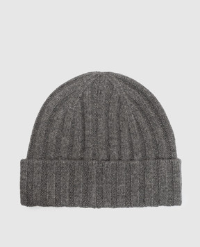Castangia dal 1850 Grey ribbed cashmere hat CACHEMIREHAT
