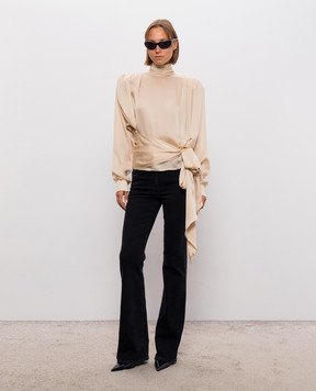 Balmain Beige blouse with accented shoulders made of silk TO0000000055