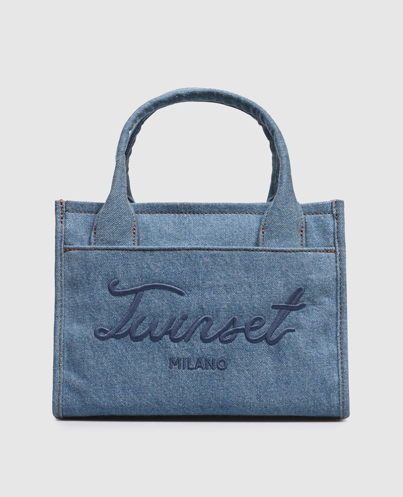 

Blue denim tote bag with logo embroidery Twinset