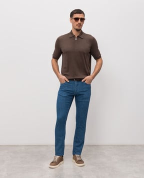 Enrico Mandelli Blue slim jeans with logo patch 0MIAMI5335