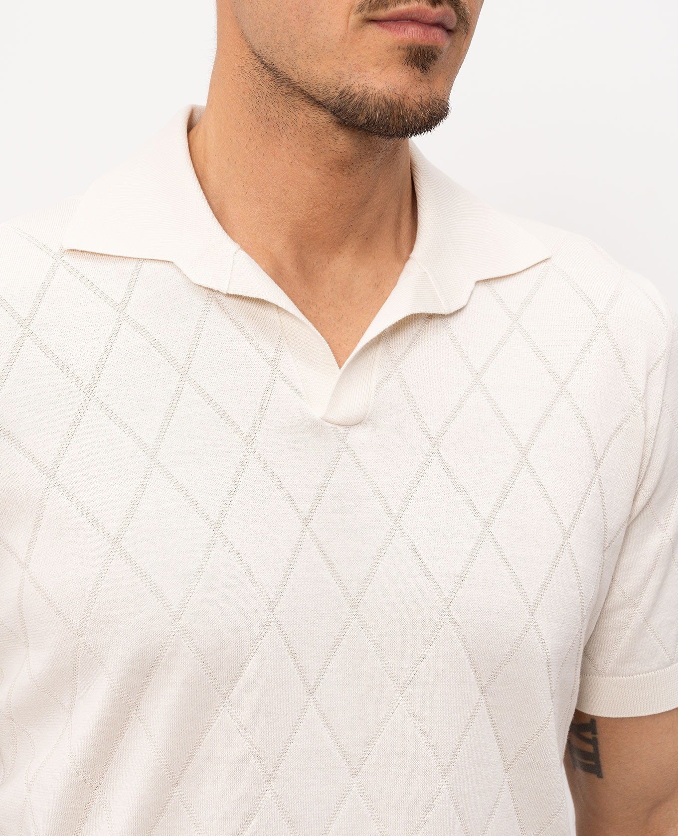 

Ivory geometric polo shirt Brunello Cucinelli, Beige