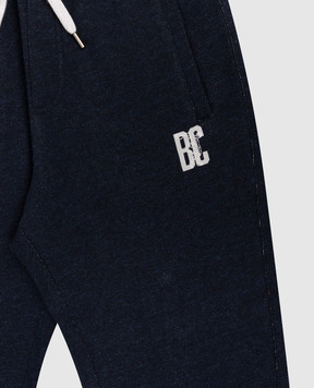 Brunello Cucinelli Kids' blue joggers with monogram print BR831E355C