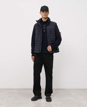Stone Island Blue wool sweater with logo patch K2S155100040S00A3