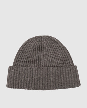 Brunello Cucinelli Grey ribbed cashmere hat M2293900