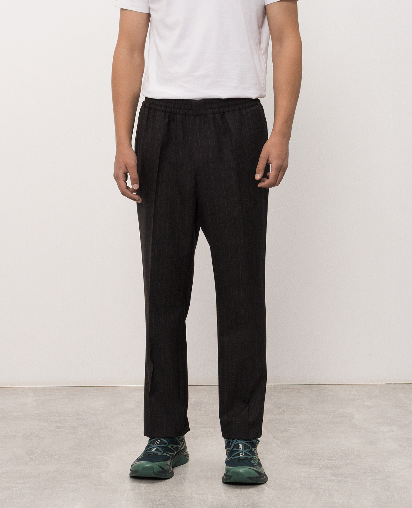 Gray striped wool pants Ami Paris 3