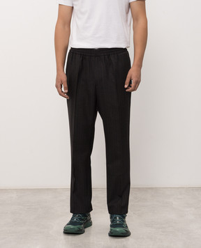 Ami Paris Gray striped wool pants HTR226WV0223