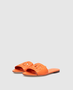Dolce&Gabbana Orange leather flip-flops with DG monogram CQ0436AY329