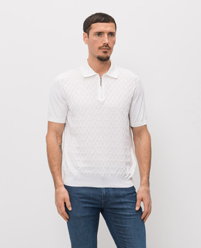 Stefano Ricci White polo shirt with patterned silk K818110P31F26176