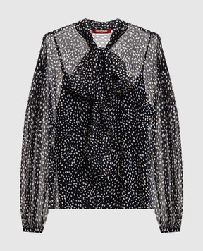 Max Mara Black MSTETERE silk blouse with polka dots MSTETERE