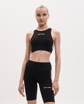 Palm Angels Black top with logo print PWVO039S26FAB001