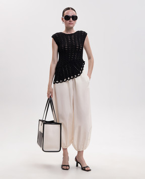 Loulou de Saison ALMAYA ivory silk trousers ALMAYA