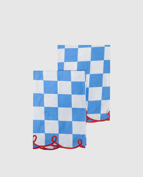 Bitossi Home Set of blue checkered serving napkins DAM00053