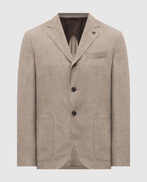 Peserico Beige wool jacket with a pattern R5103502732