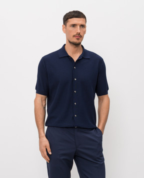 Stefano Ricci Blue short-sleeved shirt with silk K616453PAMF26118