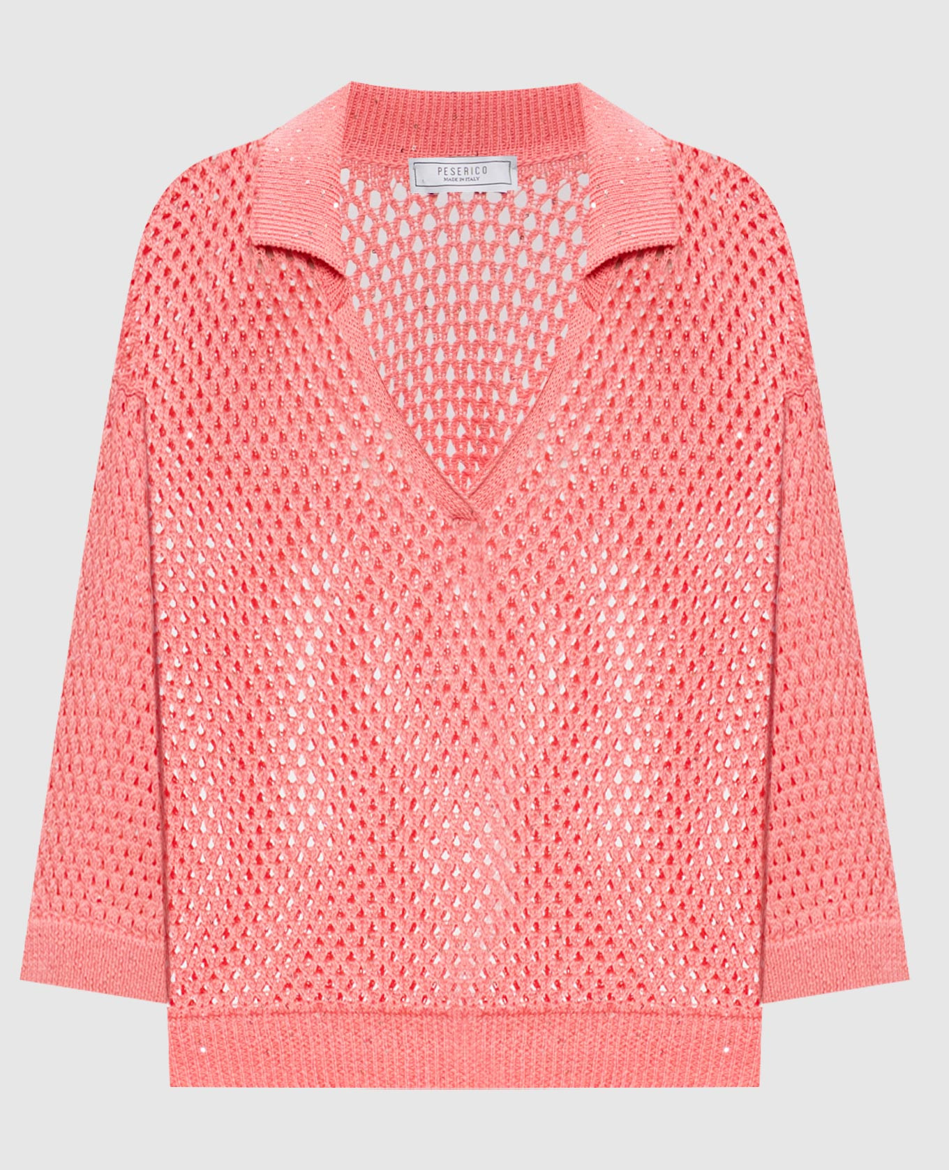 Pink openwork pullover with polo collar Peserico