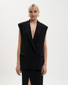Dondup Black double-breasted vest with monogram DJ768IS0021DXXX
