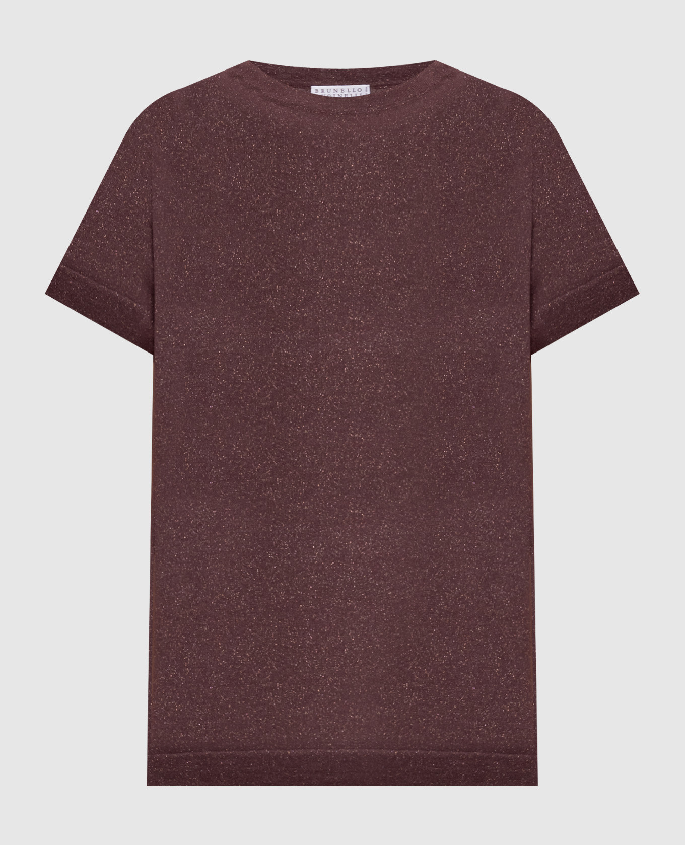 Burgundy cashmere and silk lurex t-shirt