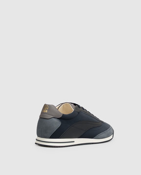 Brunello Cucinelli Blue logo-embossed combination sneakers MZUGNIA357