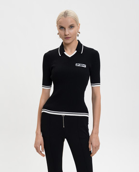 Off-White Black ribbed polo with logo 2HV007S26KNI001