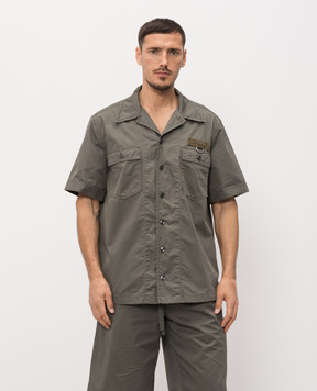 Dolce&Gabbana Khaki shirt with logo patch G50E3TFU5YP