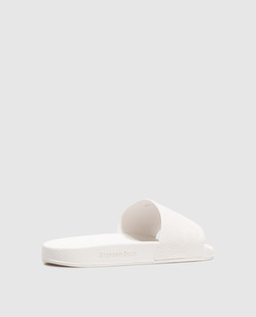 Stefano Ricci White leather flip-flops with embossed logo UG31G748VD