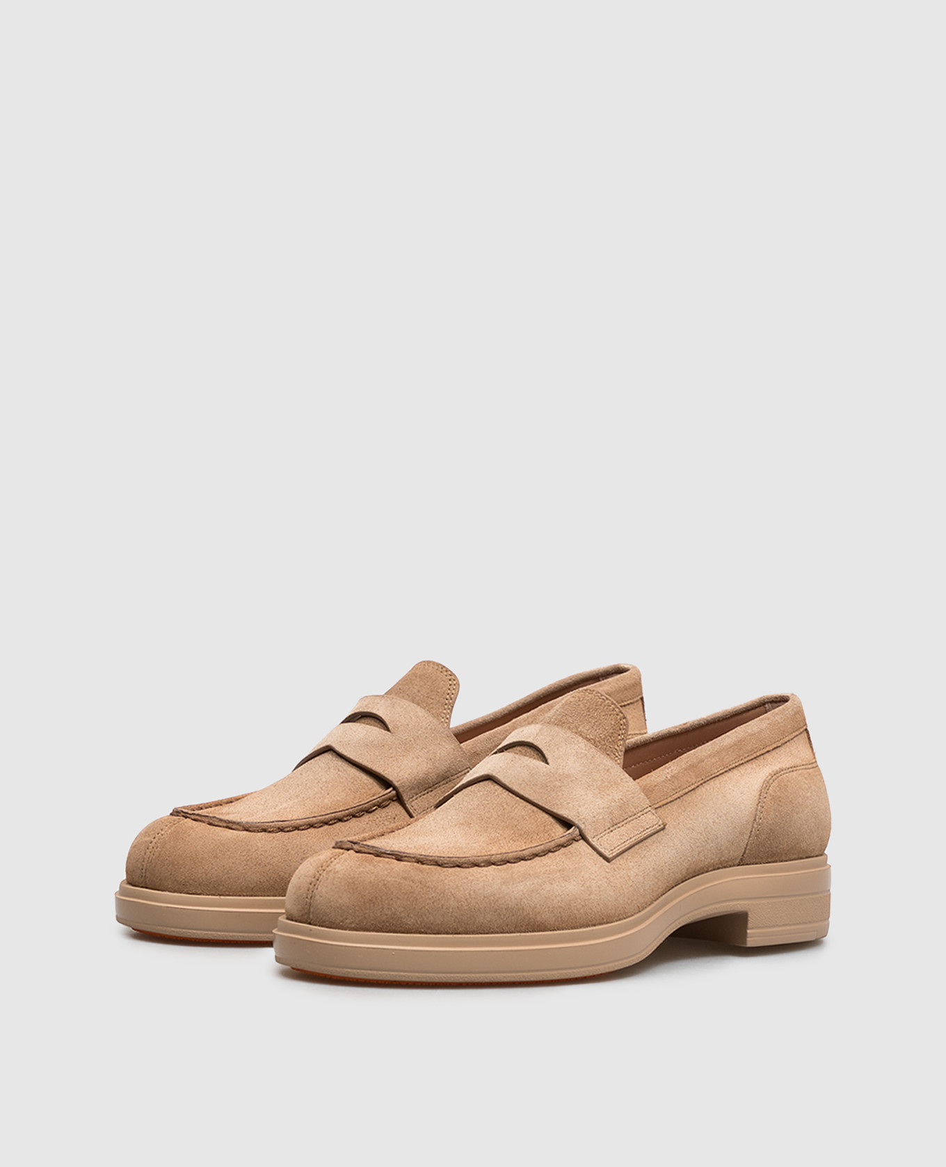 Brown suede loafers Santoni 2