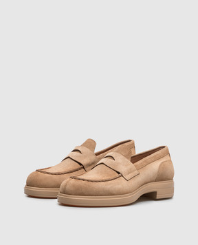 Santoni Brown suede loafers WUYW72448PKVNHSY