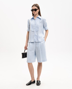Agnona Blue linen Bermuda shorts T81103XU3049
