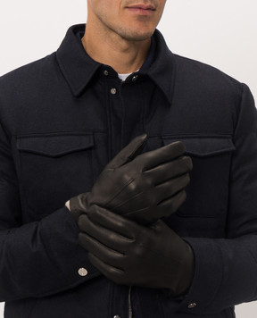 Orciani Black leather gloves GU0108NFK