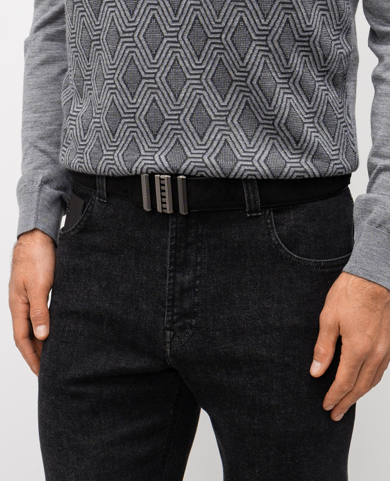 

Black suede belt Stefano Ricci