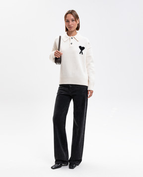 Ami Paris Ivory wool sweater UPL409018w