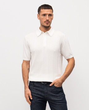 Canali White polo shirt with a pattern MK02463C1177