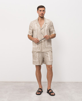 Balmain Beige Foulard shirt with print HH1HN130VJ04