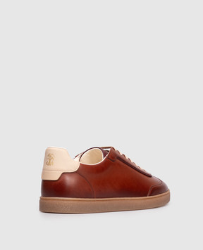 Brunello Cucinelli Brown leather sneakers with logo MZUNIGJ336