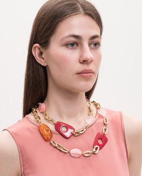 Dolman Bijoux Gold chain necklace with beads 75108