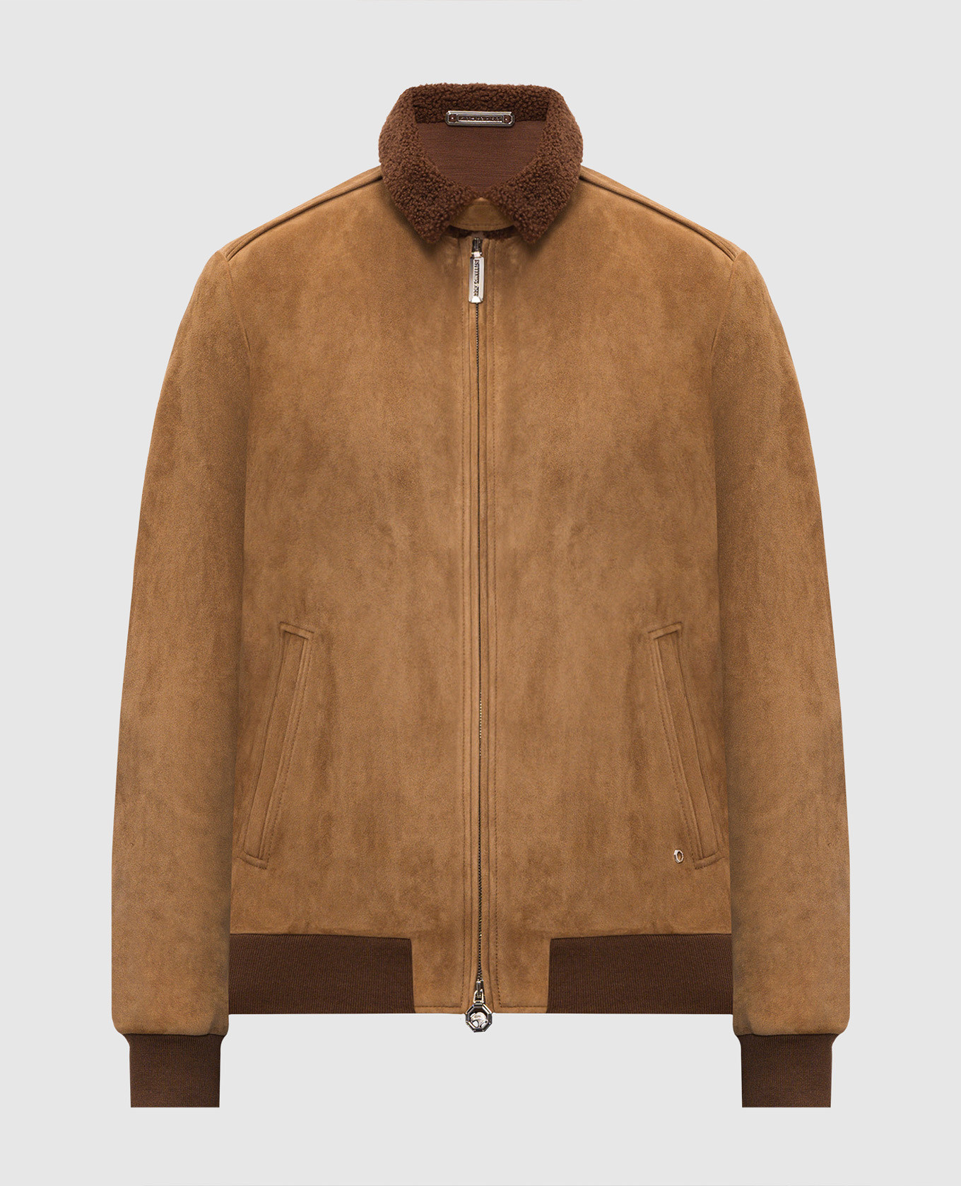 Brown suede jacket with fur