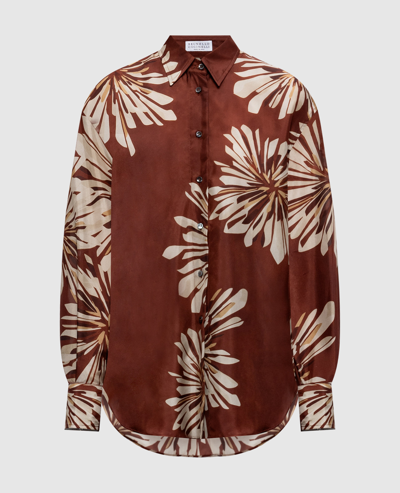 

Brown printed silk blouse Brunello Cucinelli