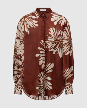 Brunello Cucinelli Brown printed silk blouse MQ967RH206