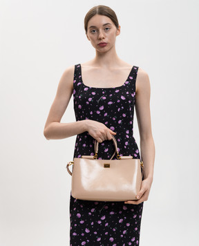 Dolce&Gabbana Beige leather Vittoria bag with logo BB7896AZ000