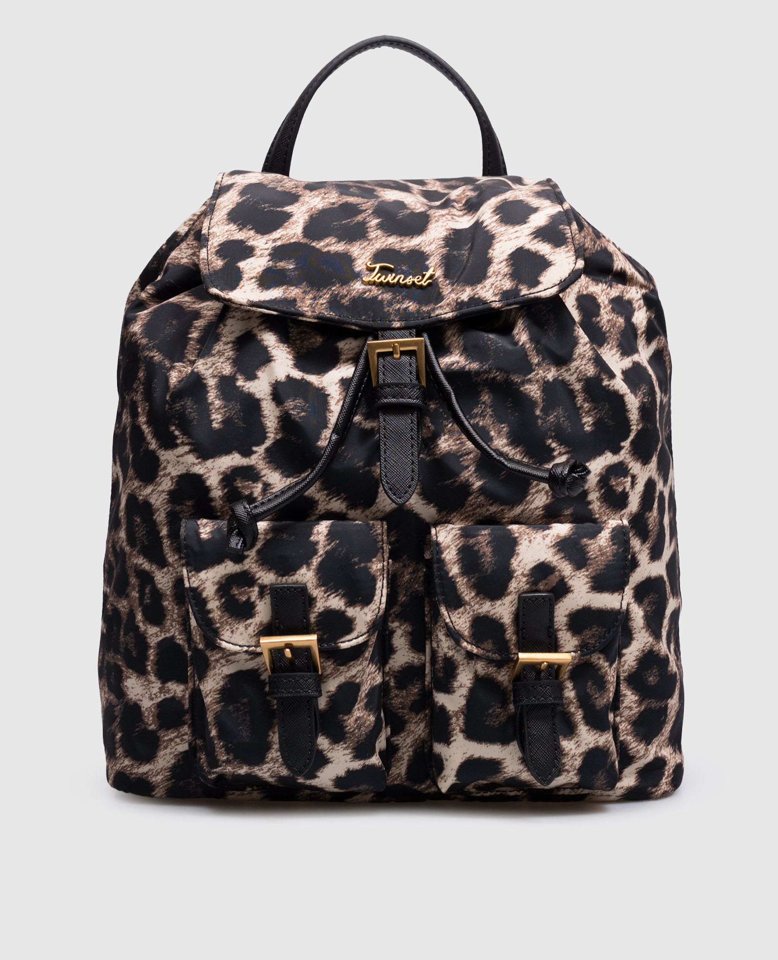 Beige leopard print backpack Twinset