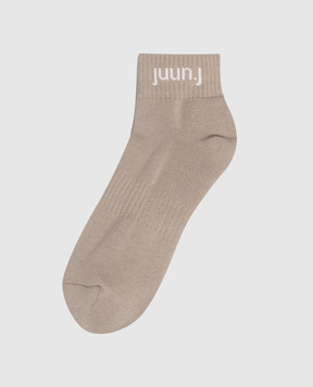 Juun.j Khaki socks with logo pattern JC63KTP52A