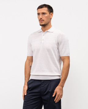 MooRER Beige polo with linen VINAL VINALMAG