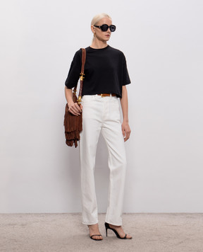 Balmain Black cropped T-shirt with embroidered logo GF0EE145BD10