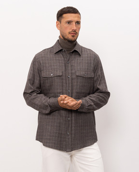 Agnona Brown checkered shirt TD10U5YQ1052